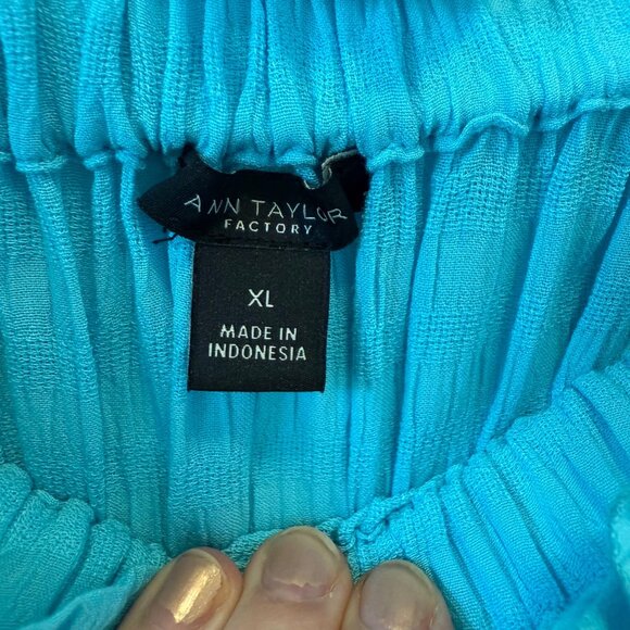 Ann Taylor Women's‎ Sky Blue Off Shoulder Peasant Top Size XL 100% Rayon Beachy - Picture 5 of 10